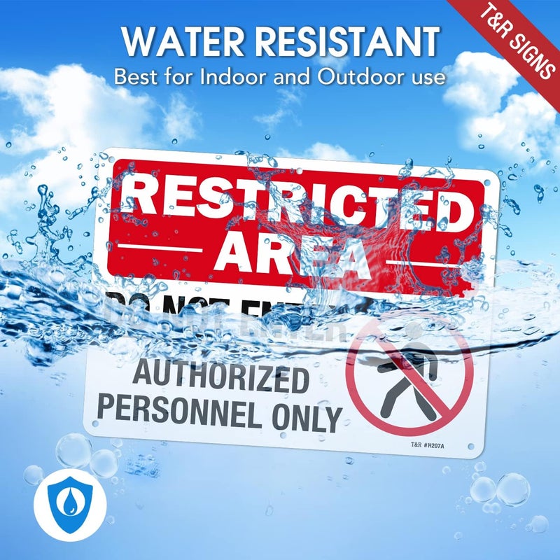 TR Large Restricted Area Do Not Enter Authorized Personnel Only Sign,2 Pack,14x10 Inches Rust Free .040 Aluminum,UV Protected, Waterproof, Weatherproof and Fade Resistant,6 Pre-drilled Holes - Image 4